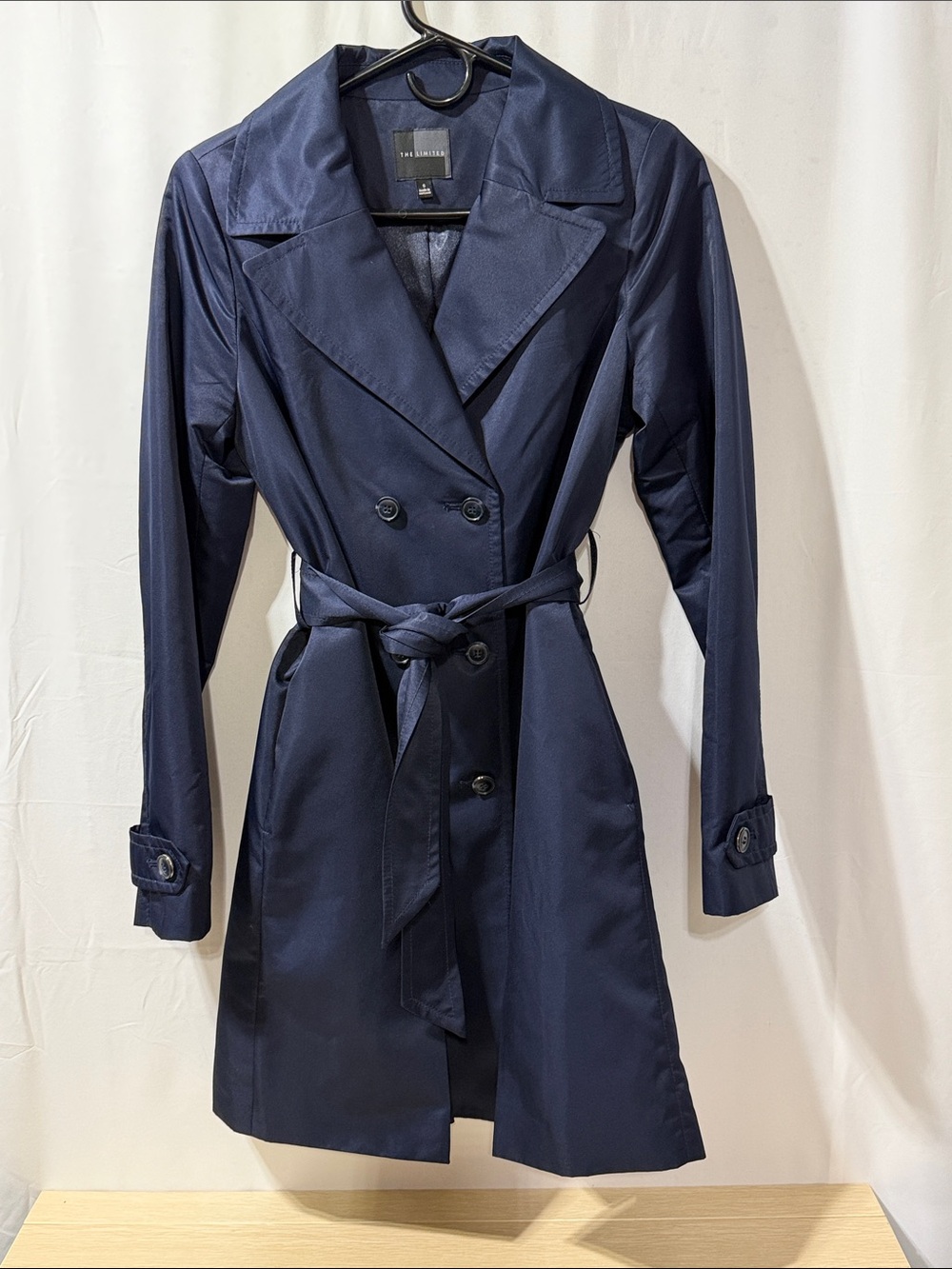 Limited Navy Double-Breasted Trench Coat with Tie Belt